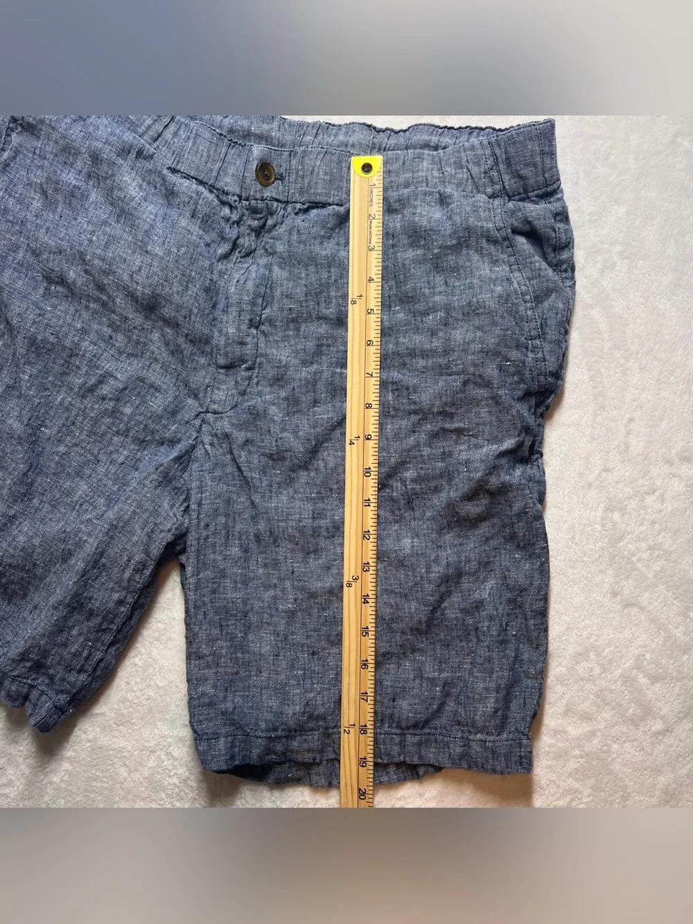 Quince Men's 100% European Linen Shorts Chambray Blue Size XL 9” inseam